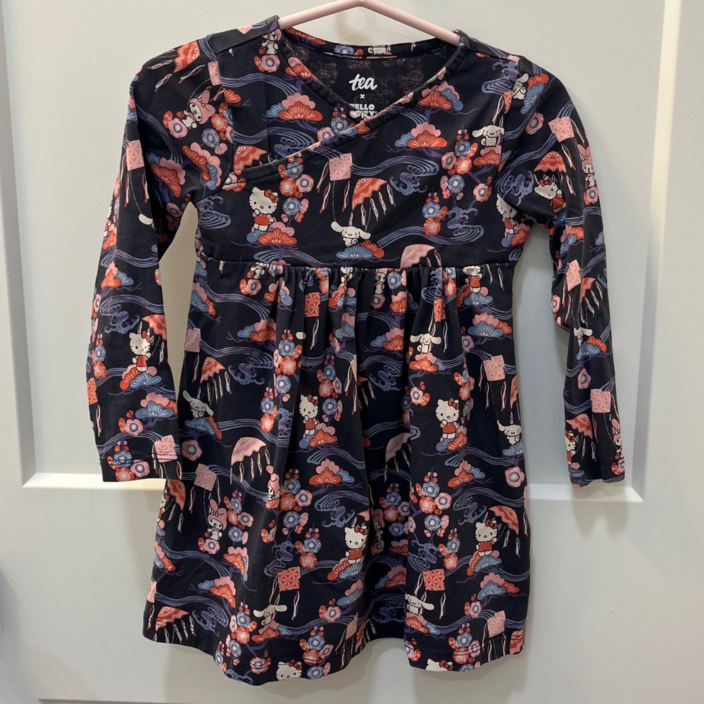 Tea Collection Sanrio Hello Kitty & Friends 100% Cotton Navy Kids Dress size 2